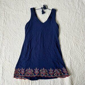 Love Reigns Womens Dress Blue Sleeveless Stretch Cotton Embroidered Size Small